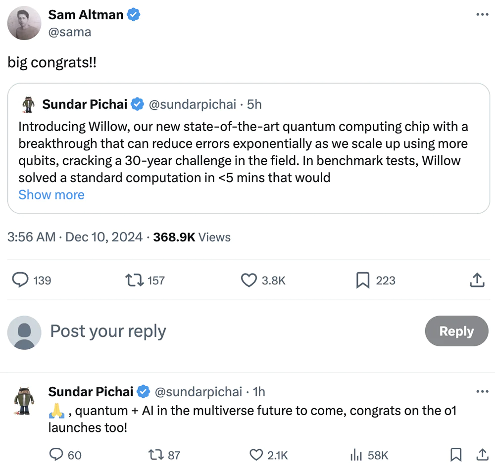 Even Sam Altman, co-founder and CEO of OpenAI, who just released the Sora large video model, took time to congratulate